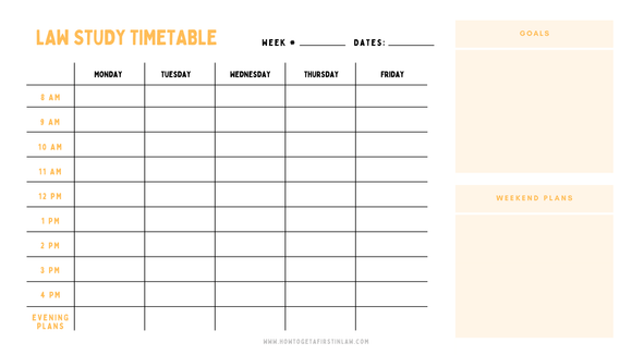 LAW STUDY TIMETABLE